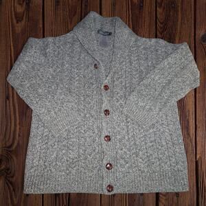 Irelandseye 100% Virgin Wool Button Down Cardigan Sweater Gray L Made in Ireland